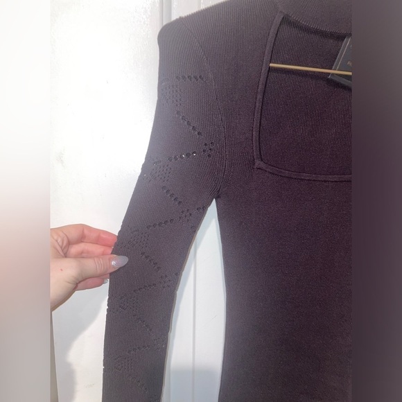 New! Michael Costello x REVOLVE Brylie Mock Neck Mini Dress Chocolate Brown 🤎NWT - Picture 5 of 11